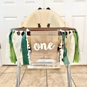Neutral Green First Birthday Theme Banner